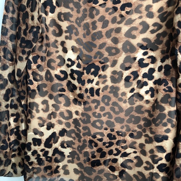 VICI FATE Leopard Print Sheer Balloon Sleeve Blouse Size Small NWT - Picture 12 of 16